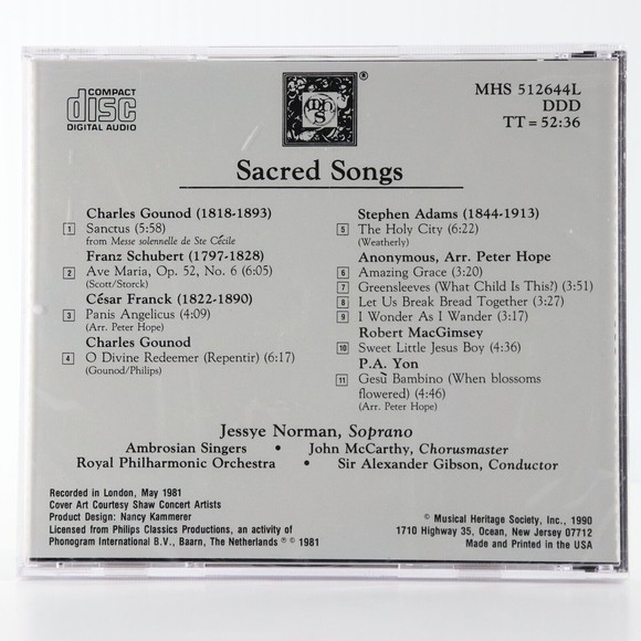 Sacred Songs by Jessye Norman, Ambrosian Singers (CD, 1990) SEALED NEW Cracked - Picture 2 of 4